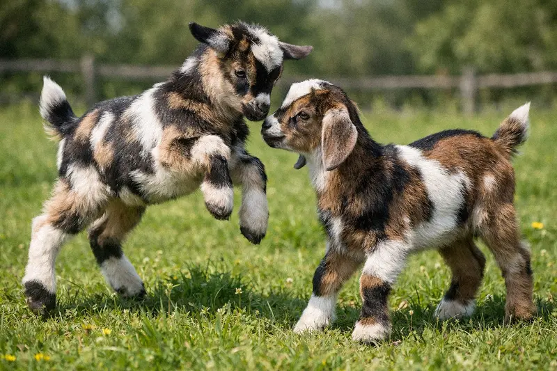 Nigerian Dwarf and Nubian cross kids showing hybrid vigor
