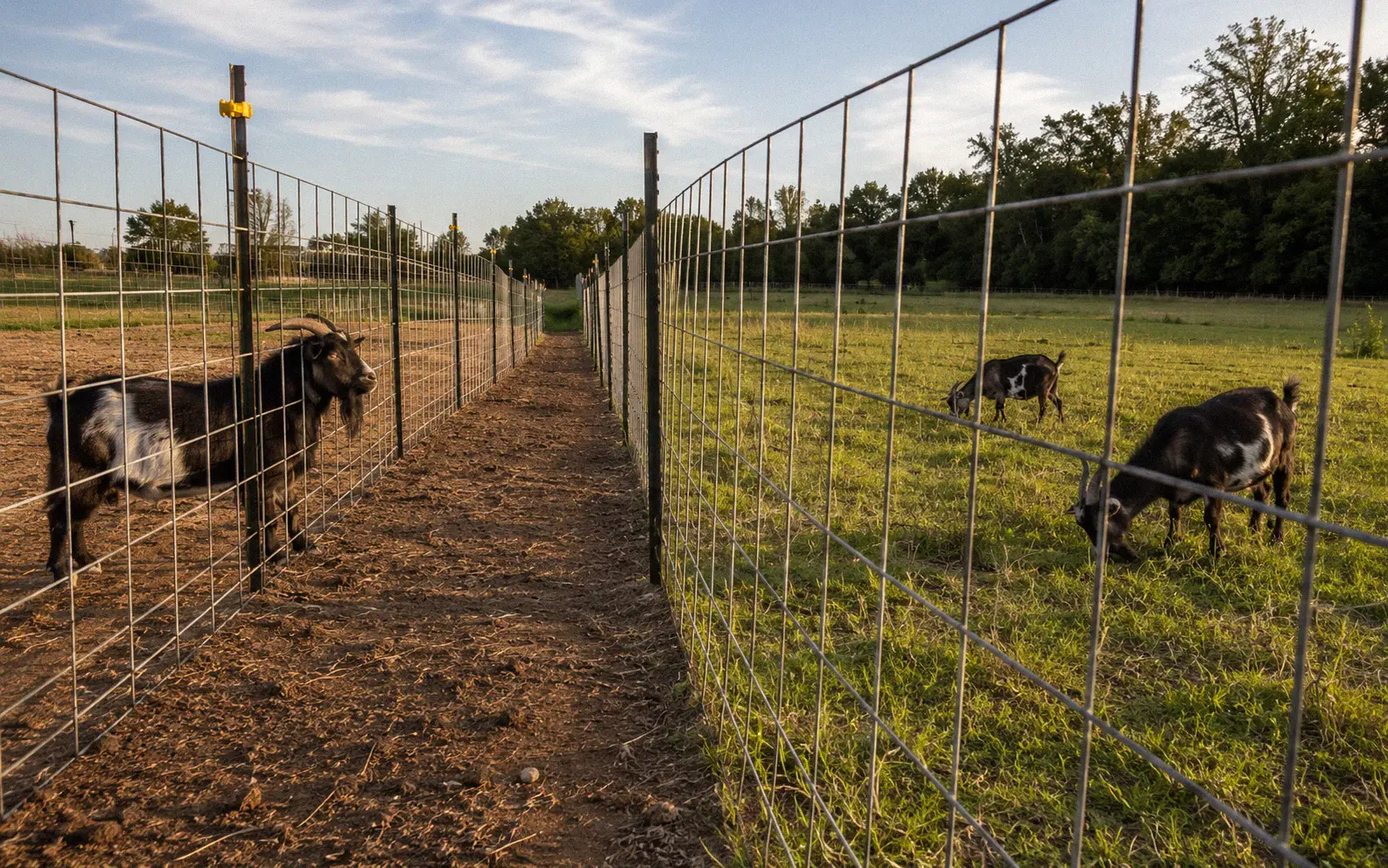 A small Nigerian Dwarf buckling in a pen that should be separated from doelings by 8 weeks