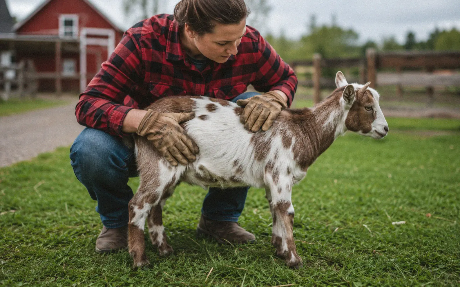 A complete goat kidding kit with towels, iodine, feeding tube, and colostrum replacer laid out