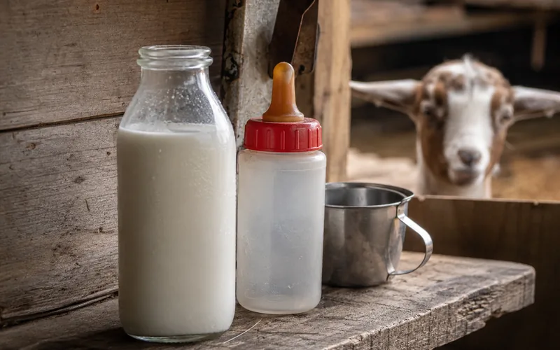 Bottle-feeding schedule chart for a baby goat on cow milk